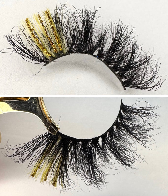 Liimattavat ripset Leela, glitter yellow